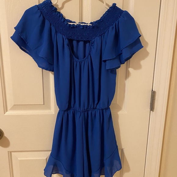 Altar’d State Romper Royal Blue Ruffle - Picture 4 of 6